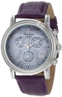Burgmeister Chronos BM124 190B Damen Chronograph Uhr Leder violett perlmutt Diamanten Tag/Datum Burgmeister Uhren