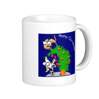 funny cartoon cat and dog at xmas gifts coffee mug