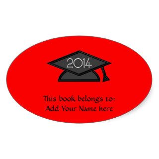 2014 Black and Silver "3 D" Graduation Cap Oval Sticker
