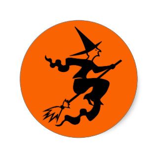 Halloween stickers  sealers with witch on a broom