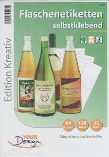 Your Design 128 Flaschenetiketten selbstklebend Küche & Haushalt