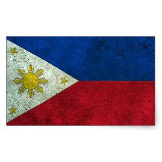 Filipino Flag Aged Steel Effect Rectangle Sticker