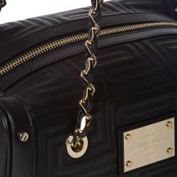 Versace Stitched Black Leather Shoulder Bag Versace Designer Handbags