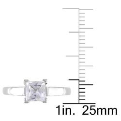 Miadora 10k White Gold White Prong set Created Sapphire Solitaire Ring Miadora Gemstone Rings