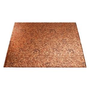 Fasade 4 ft. x 8 ft. Hammered Cracked Copper Wall Panel S55 19