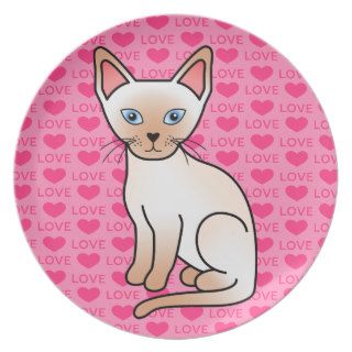 Red Point Siamese Cat Love Party Plates