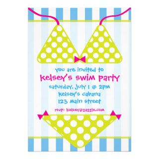 Bikini Swimsuit Swim Pool Party Invitations
