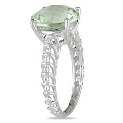 Miadora 10k White Gold Green Amethyst and Diamond Accent Fashion Ring (H I, I2 I3) Miadora Gemstone Rings
