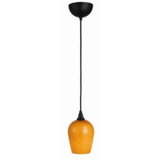 Design House Hastings Art Glass Oil Rubbed Bronze with Amber Glass Pendant Light Light Fixture 517144