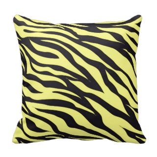 Fun Bold Yellow Zebra Stripes Wild Animal Print Pillows