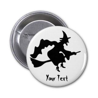 flying witch on broomstick pin