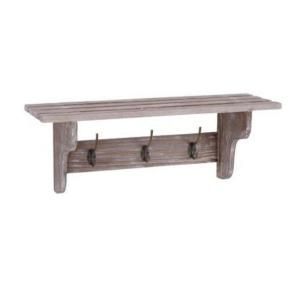 Home Decorators Collection 9 in. 3 Hook Wall Shelf in Wood 1291200950