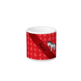 Personalized name zebra red christmas trees espresso mug