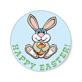 Happy Easter Bunny Round Stickers
