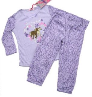 FESH Kids, süßer Mädchen Schlafanzug, Pyjama, lang, lila, Pferde, Größe 146/152, M242.12 Bekleidung