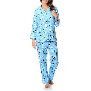 La Cera Women's Penguin Print Pajama Set La Cera Pajamas & Robes