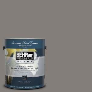 BEHR Premium Plus Ultra 1 Gal. #UL260 3 Suede Gray Interior Satin Enamel Paint 775301
