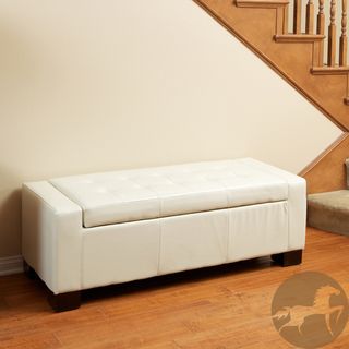 Christopher Knight Home Guernsey Ivory Bonded Leather Storage Ottoman Bench Christopher Knight Home Ottomans