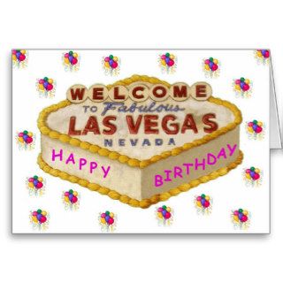 Las Vegas Happy Birthday Cake PINK Card