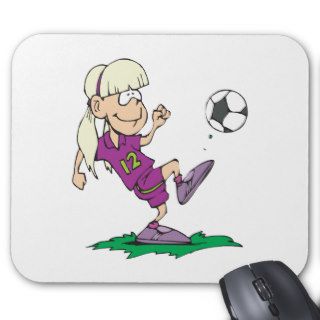 cute girl kicking soccer ball mousepad