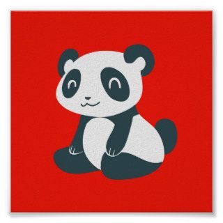 Cute Happy Cartoon Panda Poster