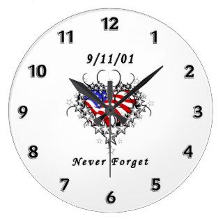 911 Tattoo Never Forget Wall Clock