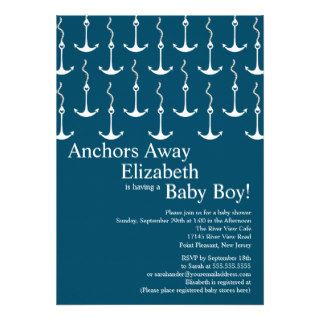 Modern Anchors Away Nautical Baby Shower Personalized Invites