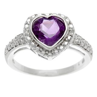 Sterling Silver and Amethyst Heart Ring Gemstone Rings