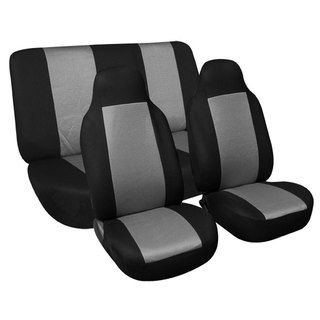 FH Group Premium Grey Fabric Solid Bench Universal Fit Seat Covers FH Group Car Seat Covers