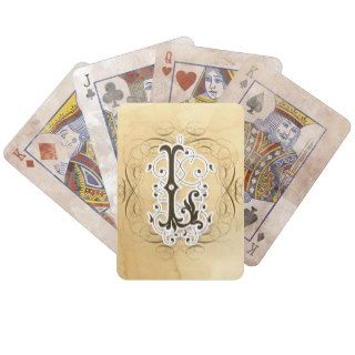 Letter L   Monogram Tea Stained Swirls Vintage Card Deck