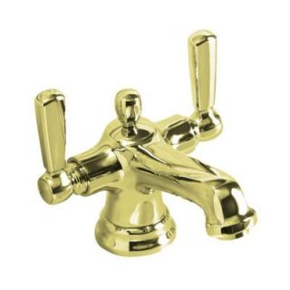 KOHLER Bancroft 4 in. 2 Handle Low Arc Bathroom Faucet in Vibrant French Gold K 10579 4 AF