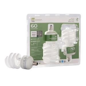 EcoSmart 60W Equivalent Soft White (2700K) Twister CFL Light Bulb (2 Pack) ES5M814C2