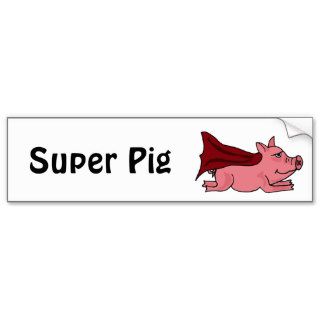XX  Flying Super Pig Cartoon Bumper Stickers