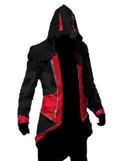 Assassin's Creed 3 III Connor Kenway Cosplay Kostüm Freizeitjacke (Schwarz+Rot),Größe L(69 71 zoll,175 180cm) Spielzeug