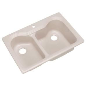 Thermocast Breckenridge Drop in Acrylic 33x22x9 in. 1 Hole Double Bowl Kitchen Sink in Innocent Blush 46160
