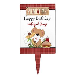 Personalized Puppy Dog Picnic Birthday Cake Topper
