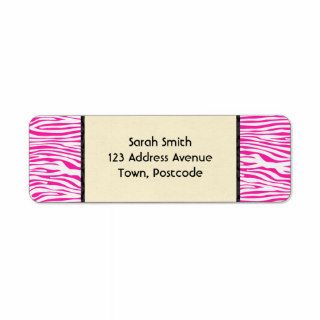 Hot Pink Zebra stripe pattern animal print Custom Return Address Labels