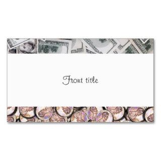 Dollars and Cents   Pennies w Hundred Dollar Bills Business Card Template