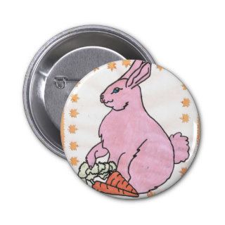 rabbit drawing pinback button