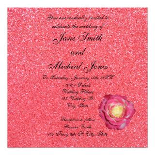 Light pink glitter wedding invitations