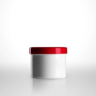 5 x Salbenkruke (Salbendosen) weiss / 150g bzw. 185ml / Schraubdeckel rot / PP (€ 1,30 pro Stk.) Drogerie & Körperpflege