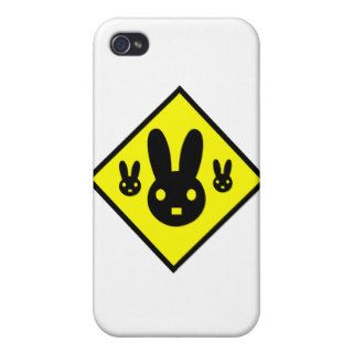 Bunny Rabbit Crossing Sign iPhone 4 Cases