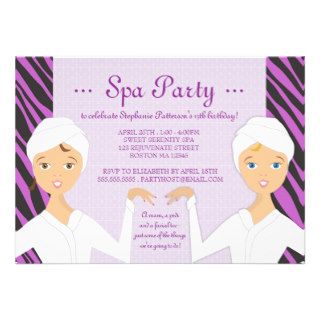 Fun Spa Girl Birthday Spa Party Invitation  Zebra