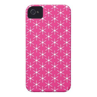 Retro Christmas Pink Snowflakes Pattern iPhone 4 Case