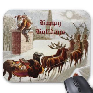 Vintage Santa Claus Reindeer Sleigh mousepad