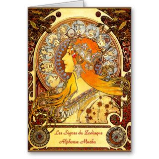 Les Signes du Zodiaque ~ Vintage Alphonse Mucha Greeting Cards