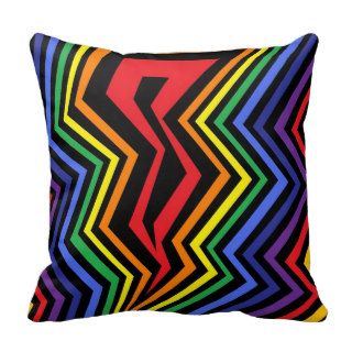 Abstract Rainbow Colored Lightning Throw Pillows