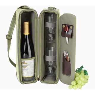 Picnic at Ascot Hamptons Deluxe Wine Carrier for Two Olive Tweed Picnic at Ascot Totes & Blankets