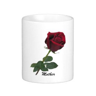 One Long Stem Deep Red Rose Mug