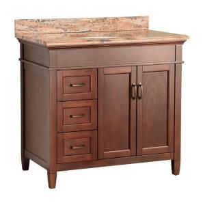 Ashburn 37 in. W x 22 in. D Vanity in Mahogany with Vanity Top and Stone effects in Bordeaux ASGASEB3722D
